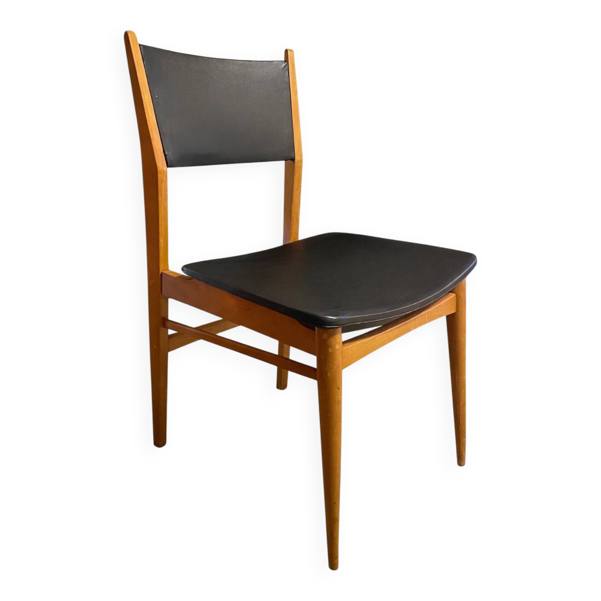 Chaise vintage Mid Century  assise noire