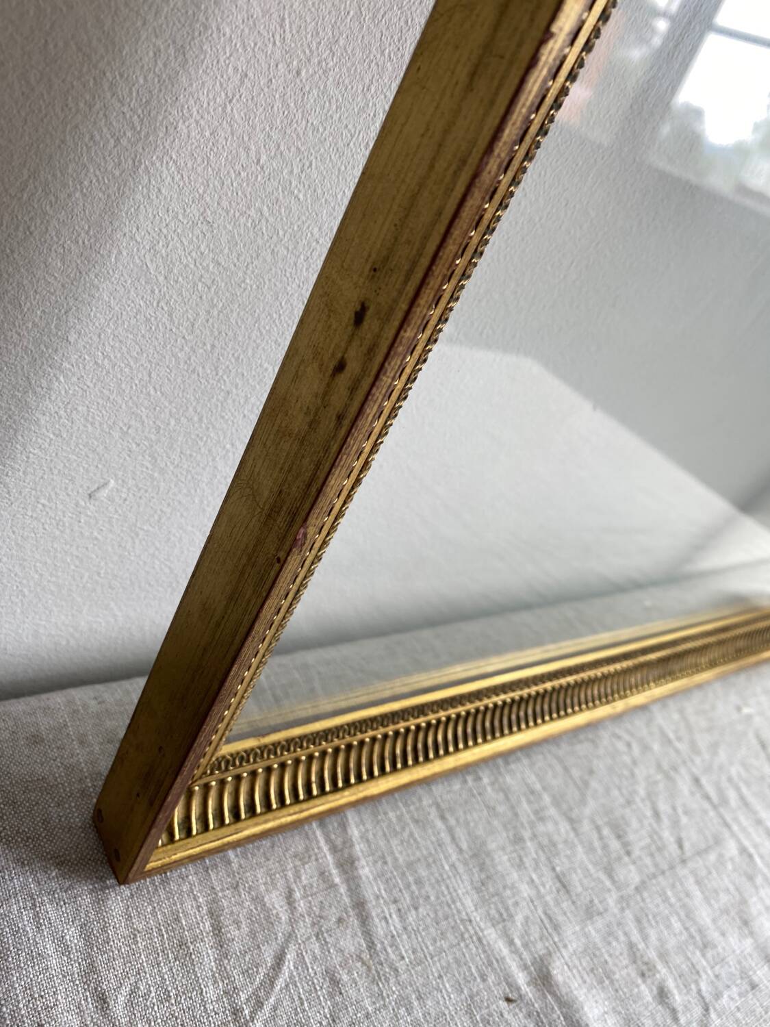 Old large glazed carved wooden frame