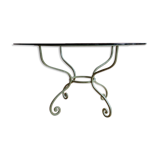 Roundtable, glass and wrought iron
