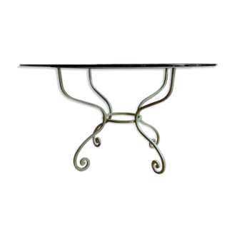 Roundtable, glass and wrought iron