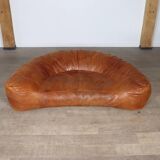Croissant Sofa in Cognac Leather by Raphael Raffel for Honore Paris, 1970s