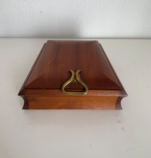 Distributeur cigares cigarettes vintage 1960 bois doré - 20 x 19 cm