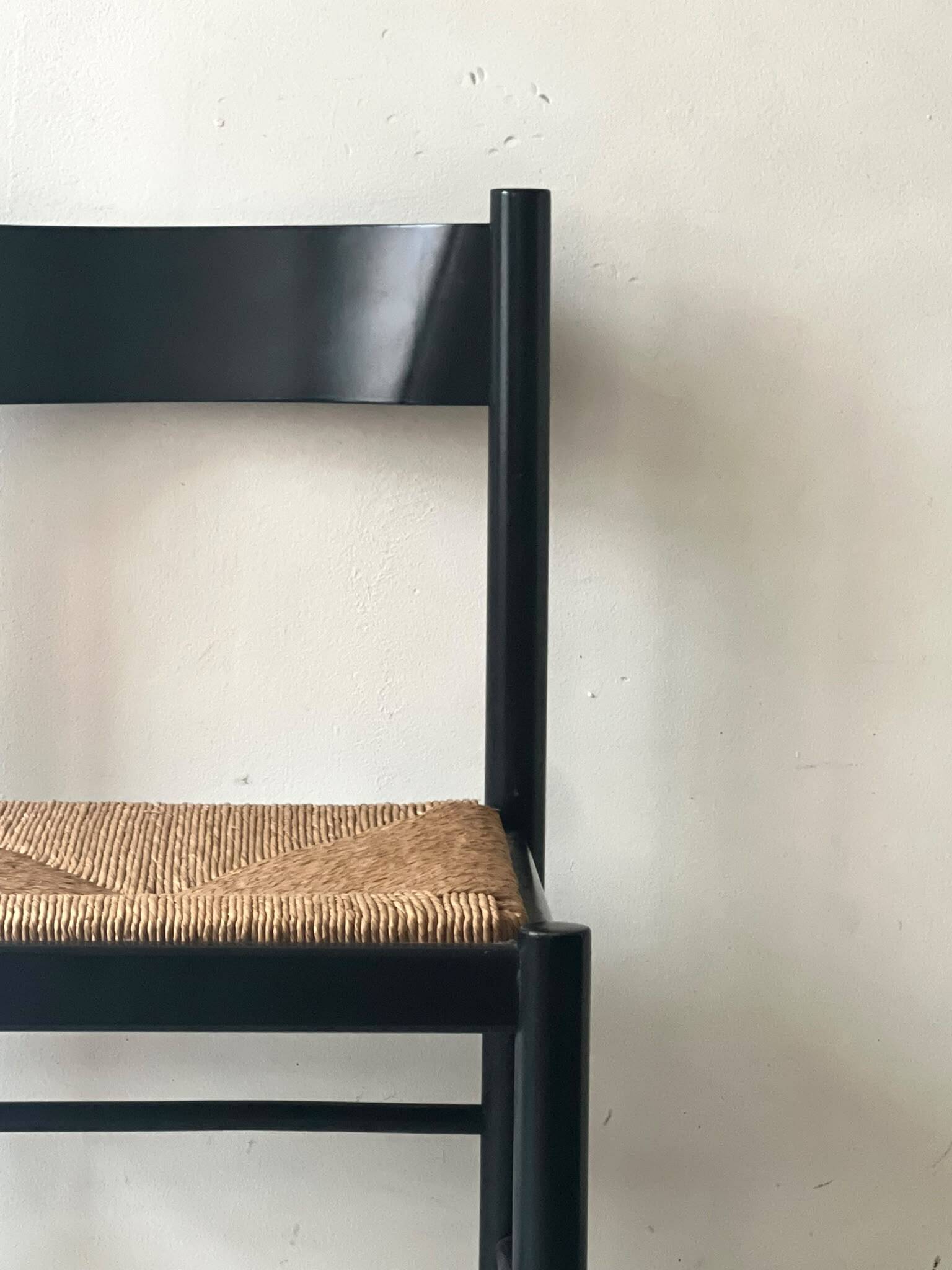 Modernist chair in wood and rope, France 1950