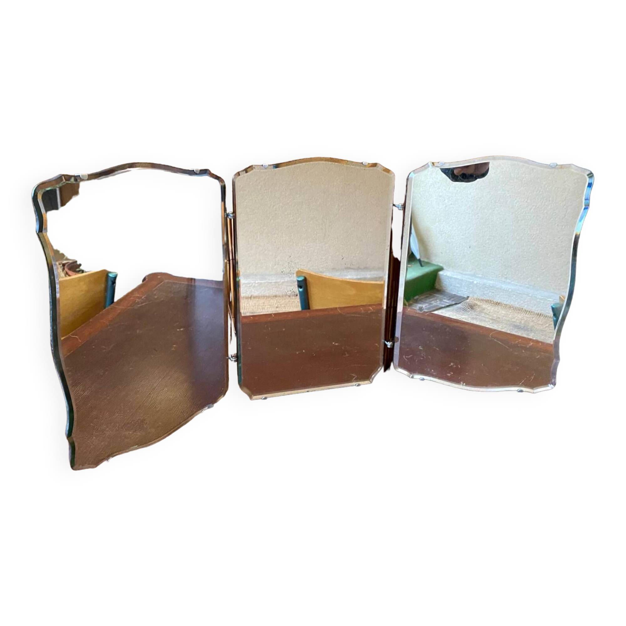 Miroir triptyque biseauté vintage art déco bauhaus années 30/40