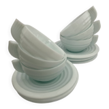6 cups and 6 opaline Art Deco saucers