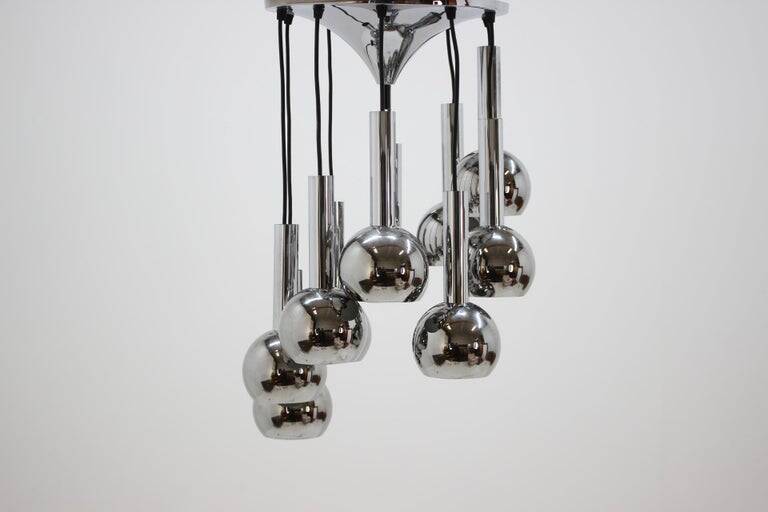 Beautiful cascade chrome pendant, 1970s