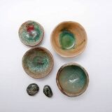 Set of "Green" decorative ceramics "Fond d'Atelier" - N.Lebrun - Belgium 1970s