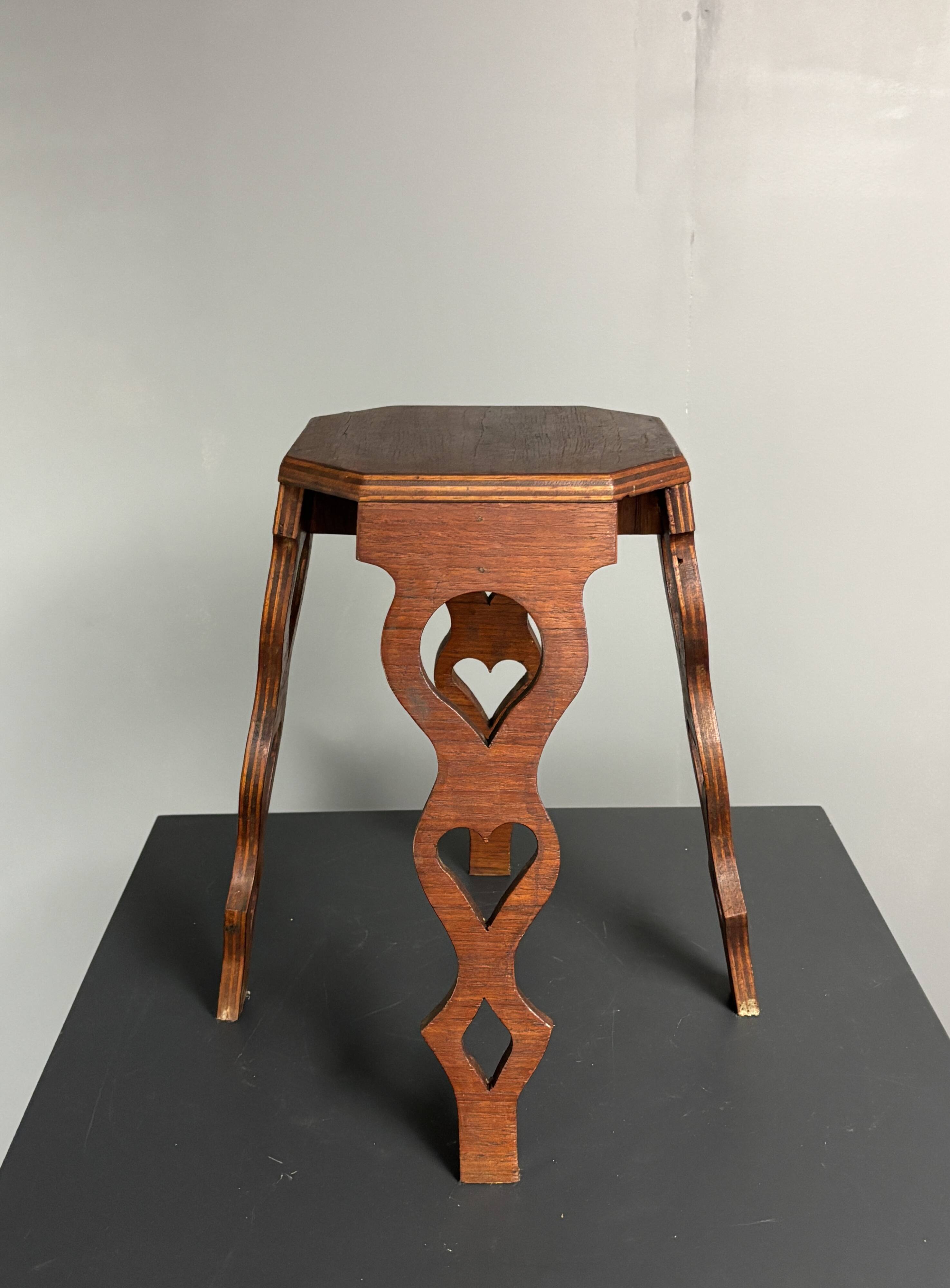 Mid-Century artisanal octagonal hand crafted plant stand stool, circa 1950s