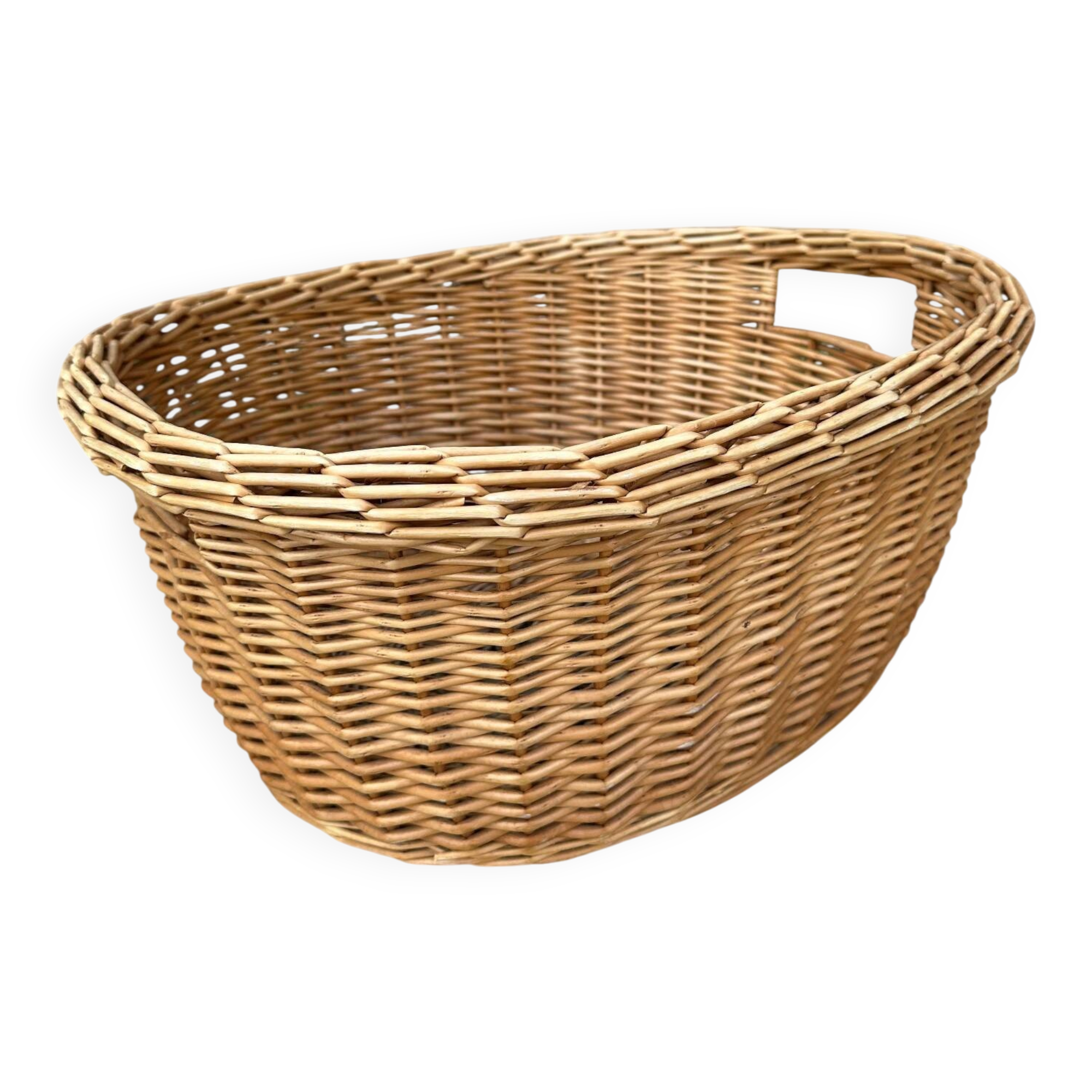 Woven blonde wicker basket
