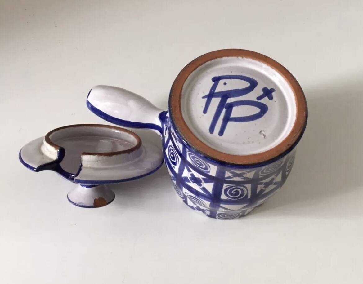 Pot céramique Robert Picault bleu Vallauris