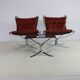Seventies design special chromed metal Falcon chairs and table by Sigurd Re