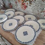 Set of 10 flat plates in s&g iron earth model greek blue 19th century