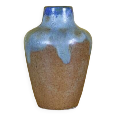 Vase signé Lebret Alfred, petit vase grès de Puisaye, grès flammé, collection, 30's