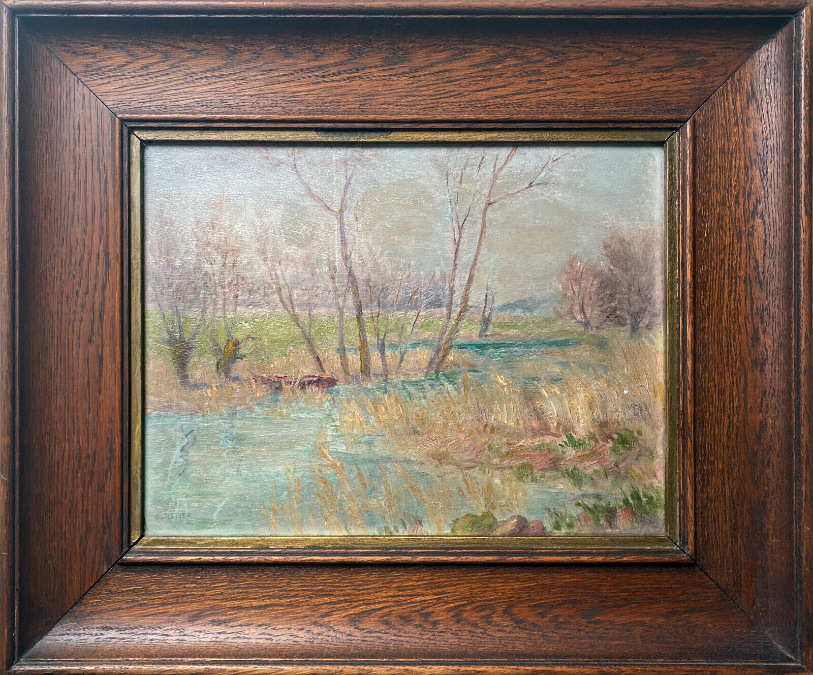 Painting "La Guenelle à Togny" (Marne) by Georges Hitier de Fismes (XIX-XX)