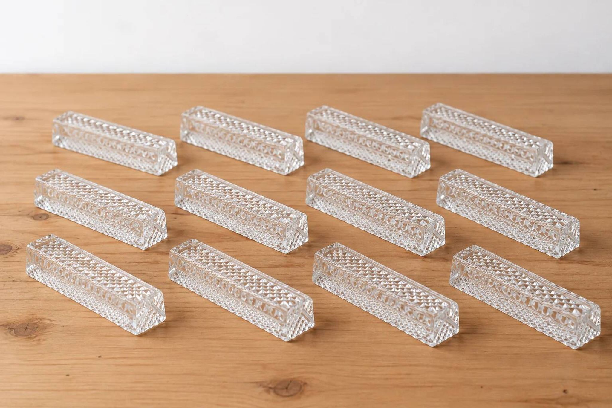 Set of 12 vintage cut lead crystal knife rests – Antique box