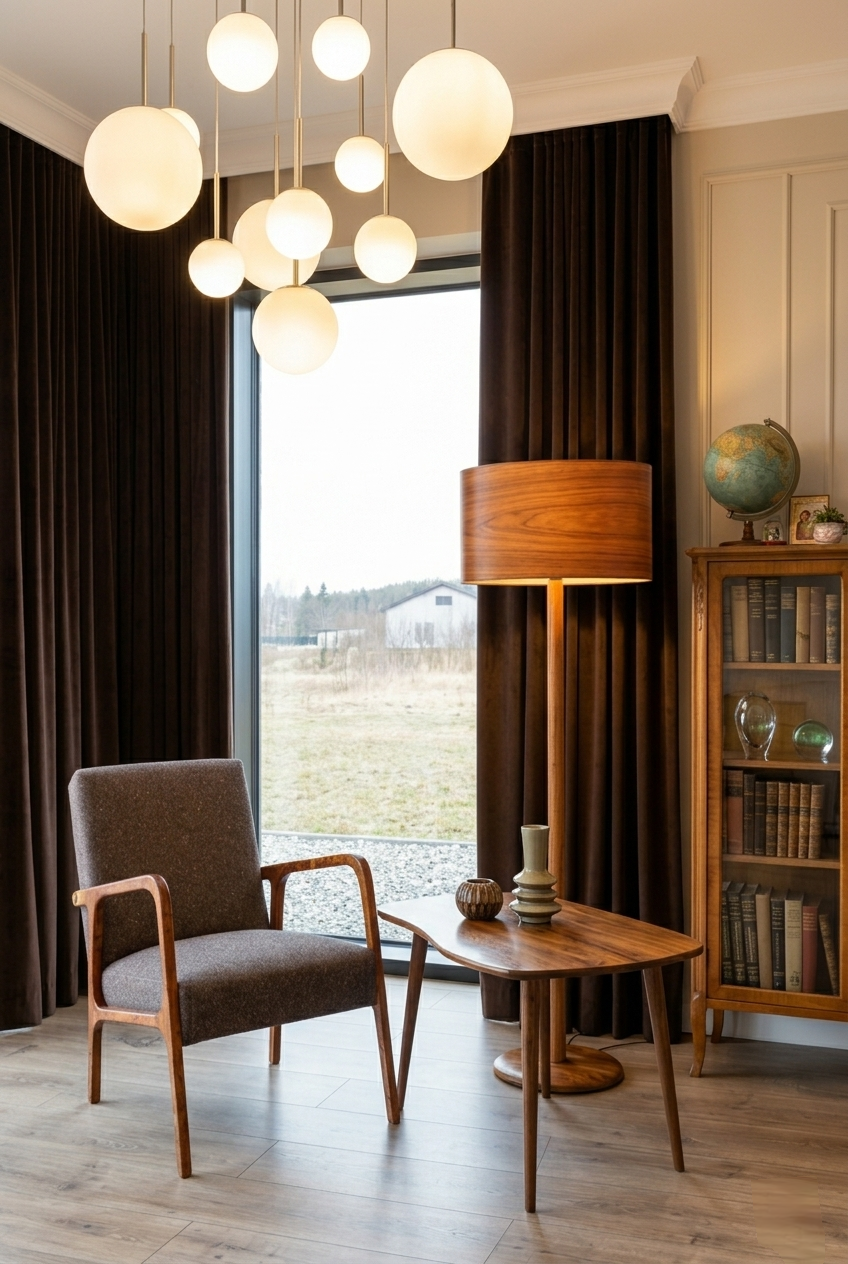 Mid Century Armchair Cacao Tweed Upholstery, 1960, Poland