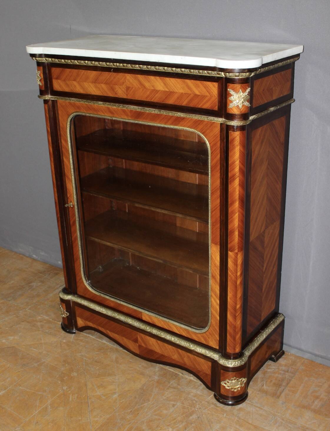 Napoleon III display cabinet in marquetry circa 1880
