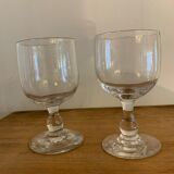 8 old red wine glasses with blown and bubbled glass walk
