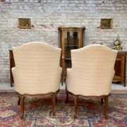 Pair of armchairs in natural wood style Louis XV XIXth