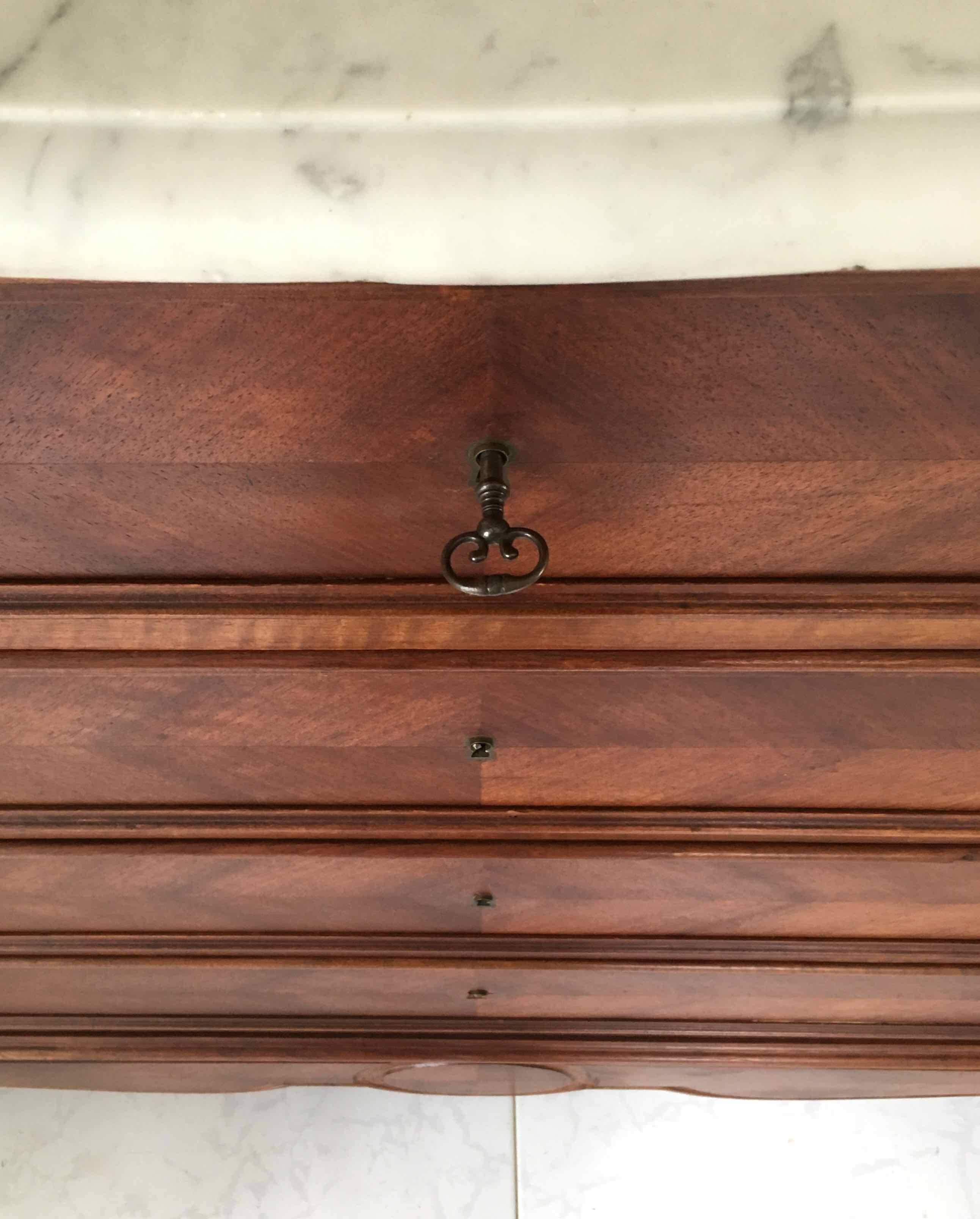 1940 chest of drawers inlaid wood and marble