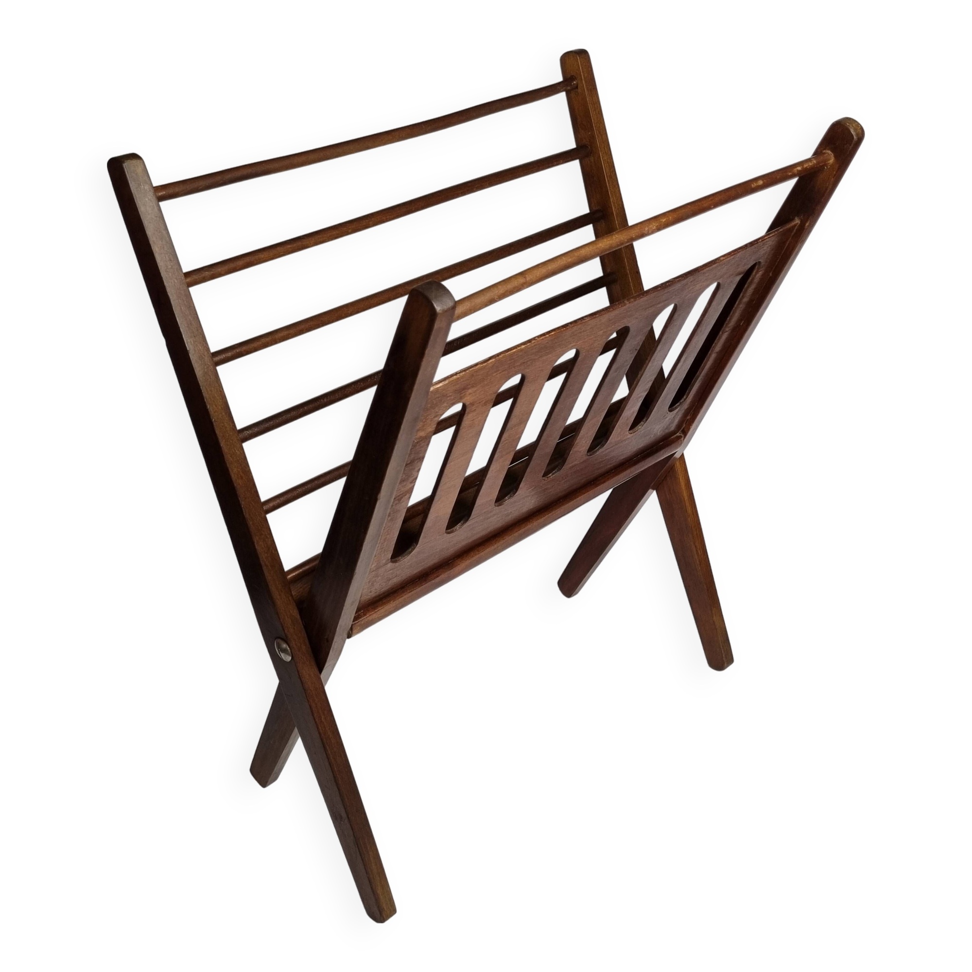 Folding teak magazine rack by Cees Braakman