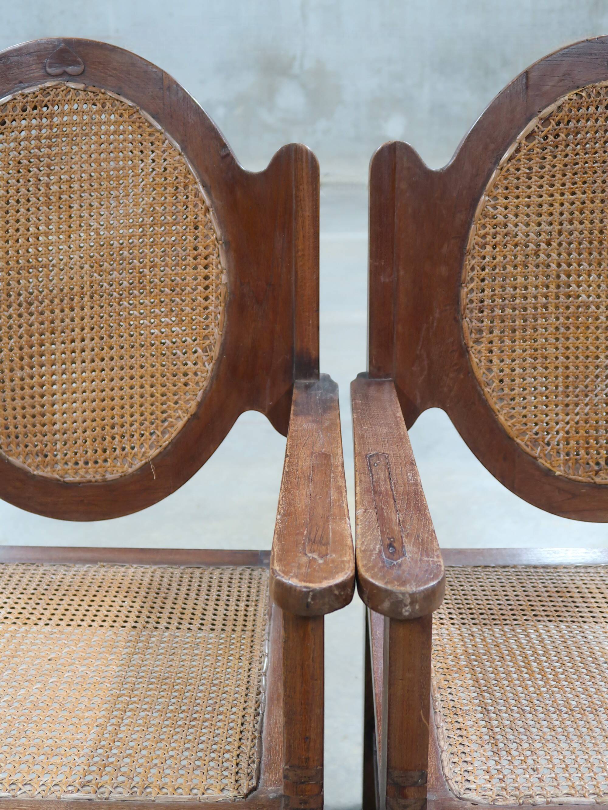 Pair of cane wood armchairs from the early 20th century.
