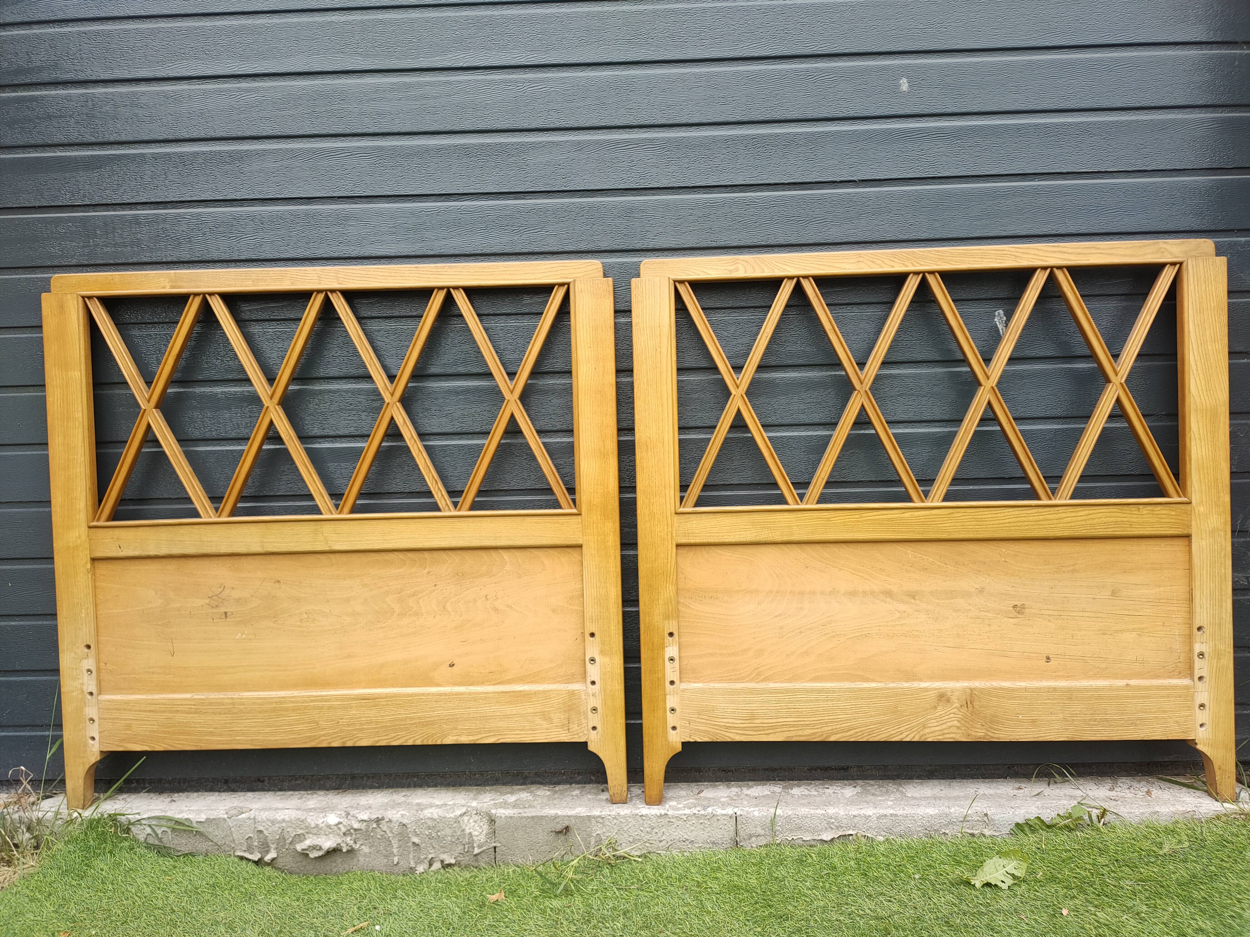 pair of antique solid wood headboards