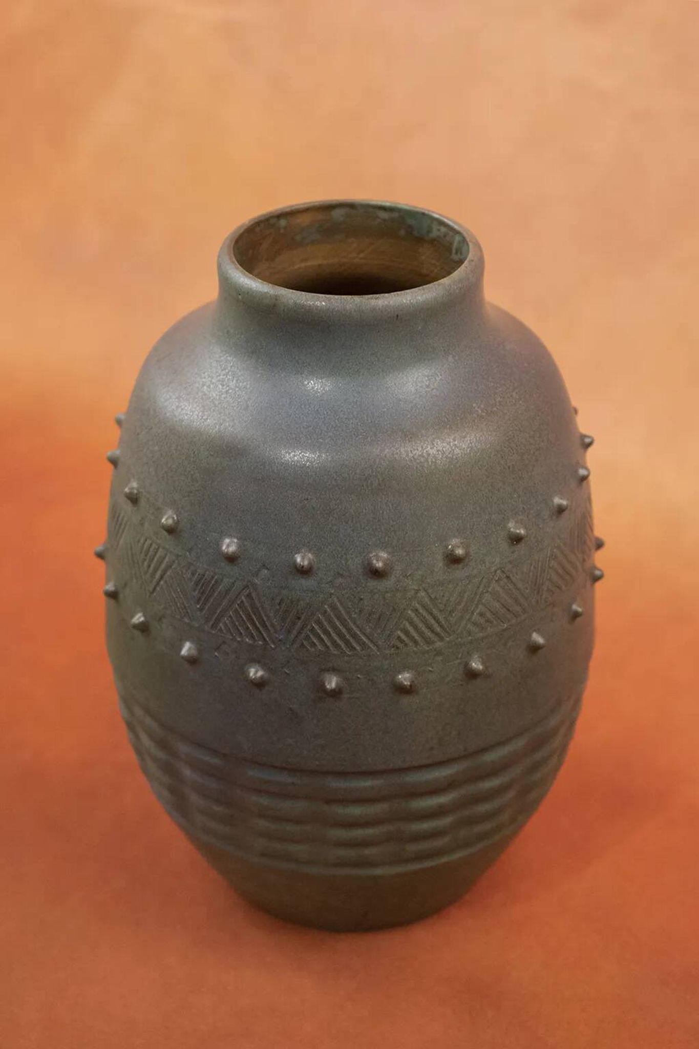 Vase Art déco Charles Greber en grès émaillé brun vert - 1920 - 25 cm