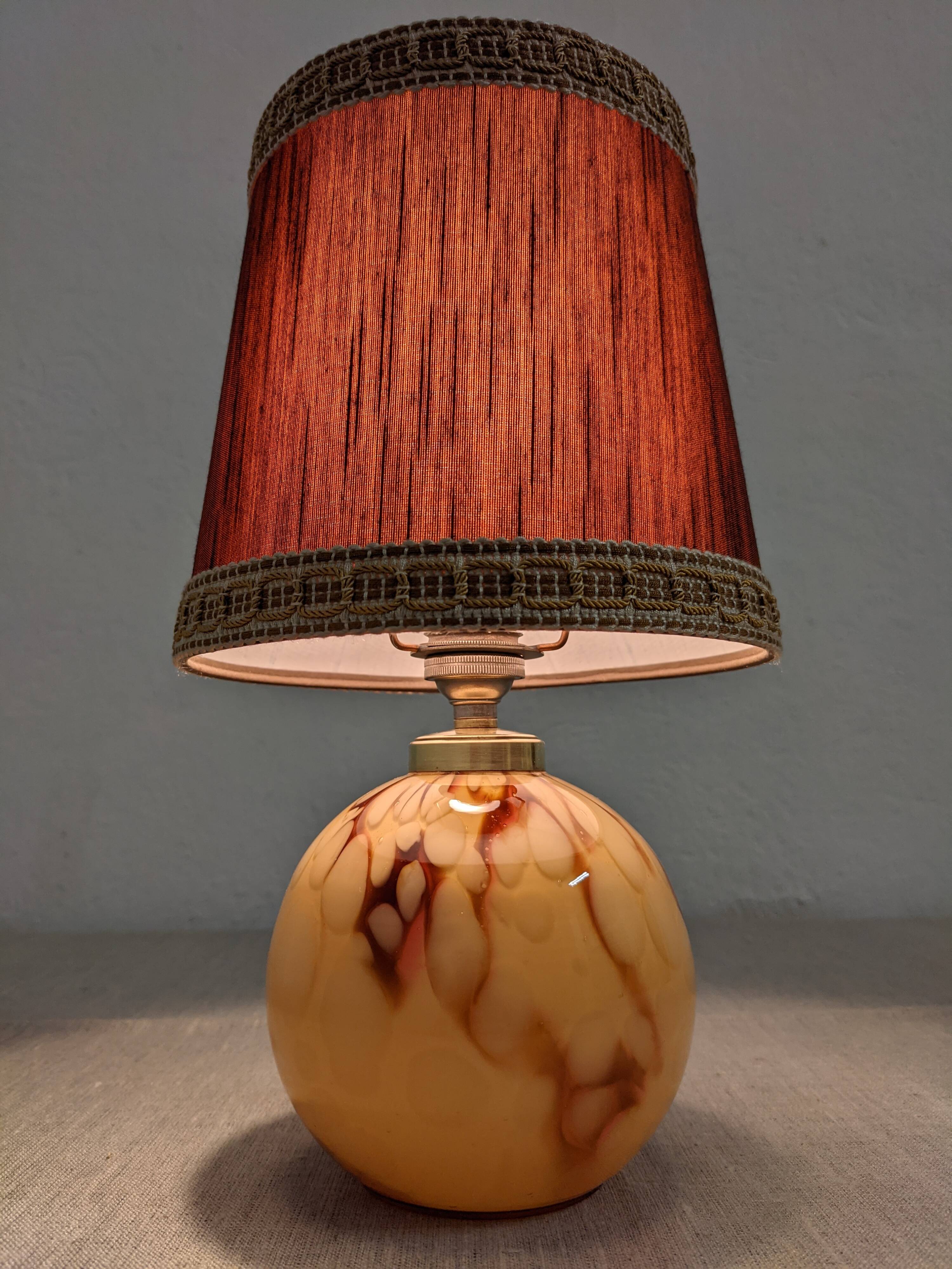 Glass ball bedside lamp from the 50s/60s