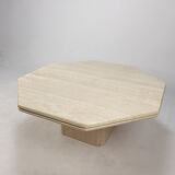 Italian travertine octagon coffee table, 1980