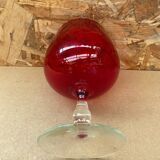 Antique empoli red & clear glass footed vase vintage