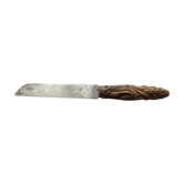 Couteau a pain ancien a manche de bois sculpte