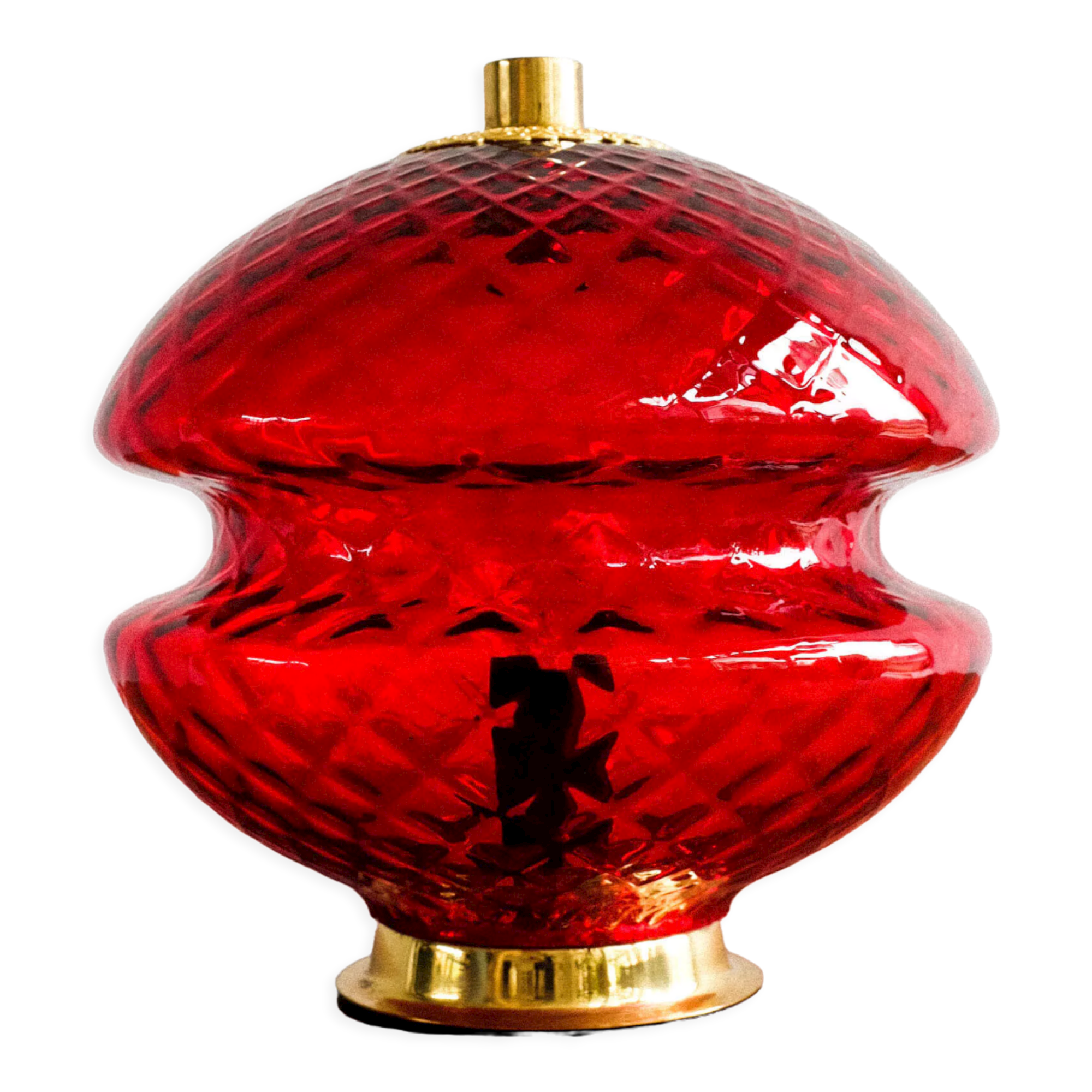 Vintage Czechoslovak Red Glass Table Lamp by Jablonecké Sklárny, 1970s