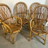 Set of 4 rattan armchairs from the 60s Italian