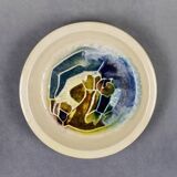 Accolay – glazed earthenware plate with abstract Cépamine decoration – 1970s