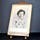 Old photo frame RIBBON KNOT brass and beveled glass 20.5x11