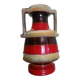 Grand vase balustre double anse - céramique émaillé rouge brun "lava"