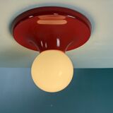 Castiglioni red metal "Light Ball" wall or ceiling lamp for Flos, Italy 1970s