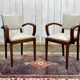 Pair of Art Deco bridge chairs in beech and imitation leather from the 1950s