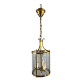 Lanterne cylindrique en laiton et verre, XXe Siècle
