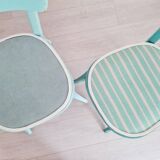 Pair of bistro chairs - blue stripes and velvet