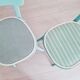 Paire de chaises bistrot - bleues rayures et velours