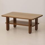 Coffee table in solid elm by Alain Gaubert vintage circa 1980.