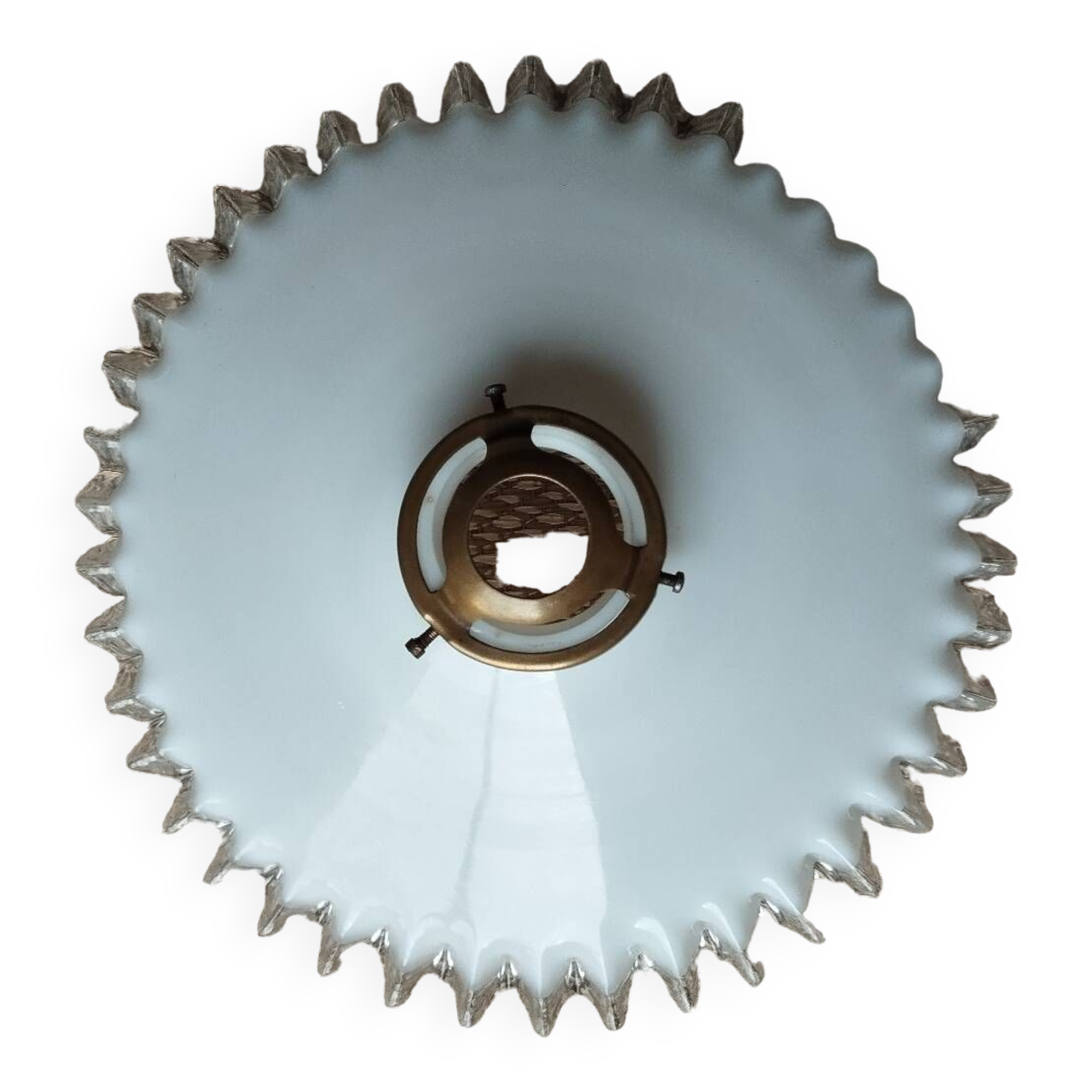 Lampe de table ancienne en laiton – abat-jour à pampilles - Décoration