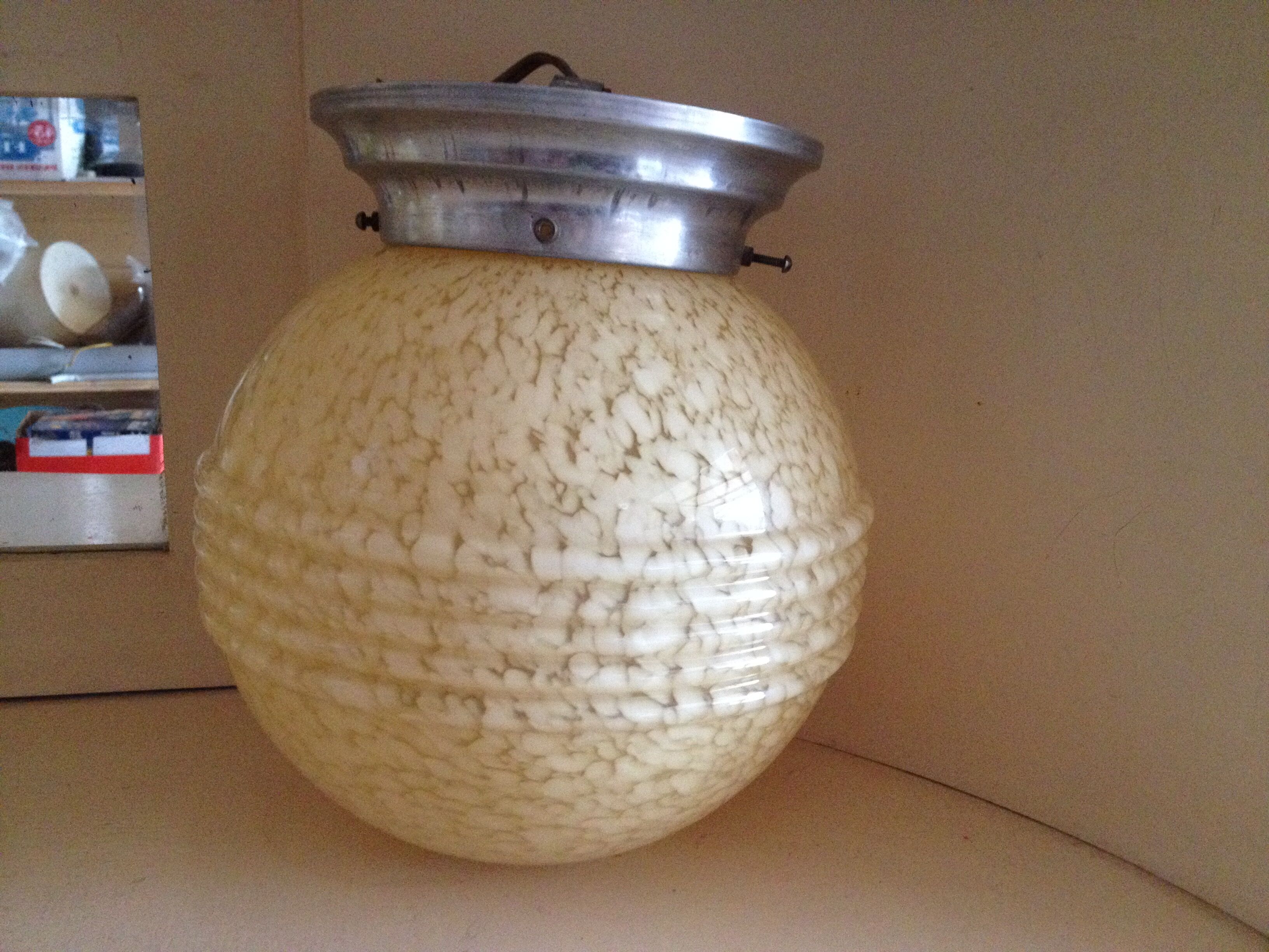 Lot of 2 opaline ceiling yellow speckled