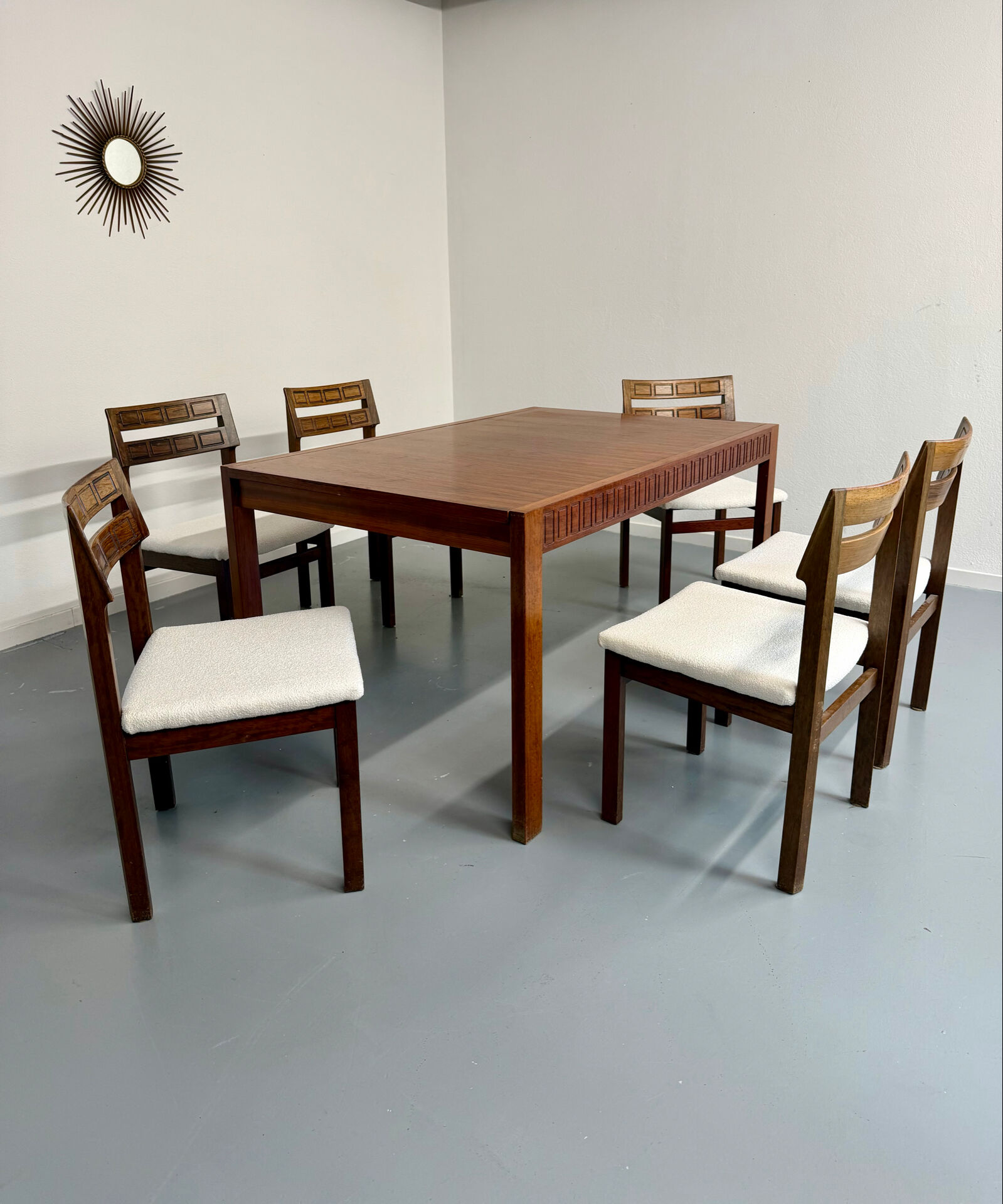 Lot de 6 chaises palissandre forme géométriques design italien 1960