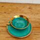 Vintage coffee cup duo Magda turquoise and gold Made in France