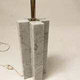 Modernist lamp Croisillon in white marble and chrome metal of the 50s and 60s