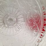 Compotier ancien en verre pressé moulé Portieux
