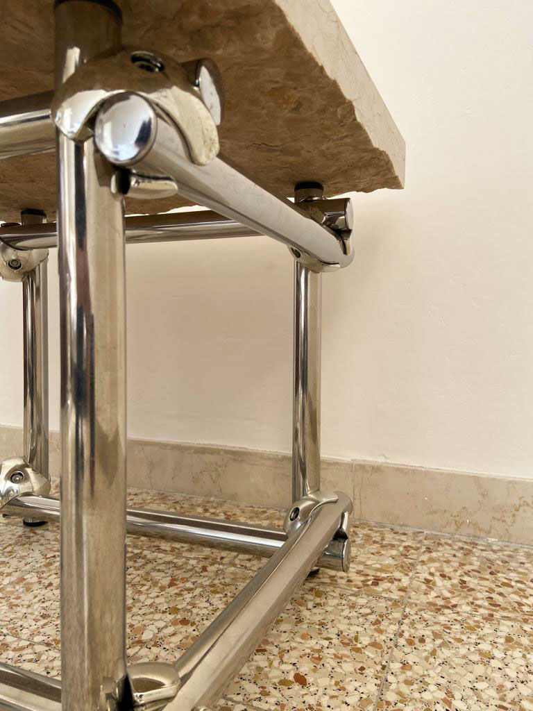 Coffee table in chromed rod